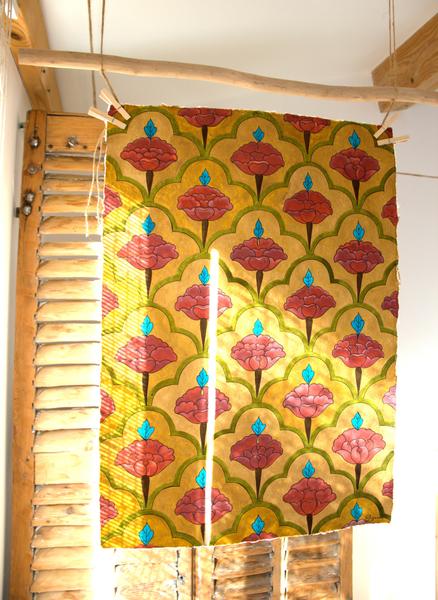 Peinture de motifs de oeinture à l'encre sur coton