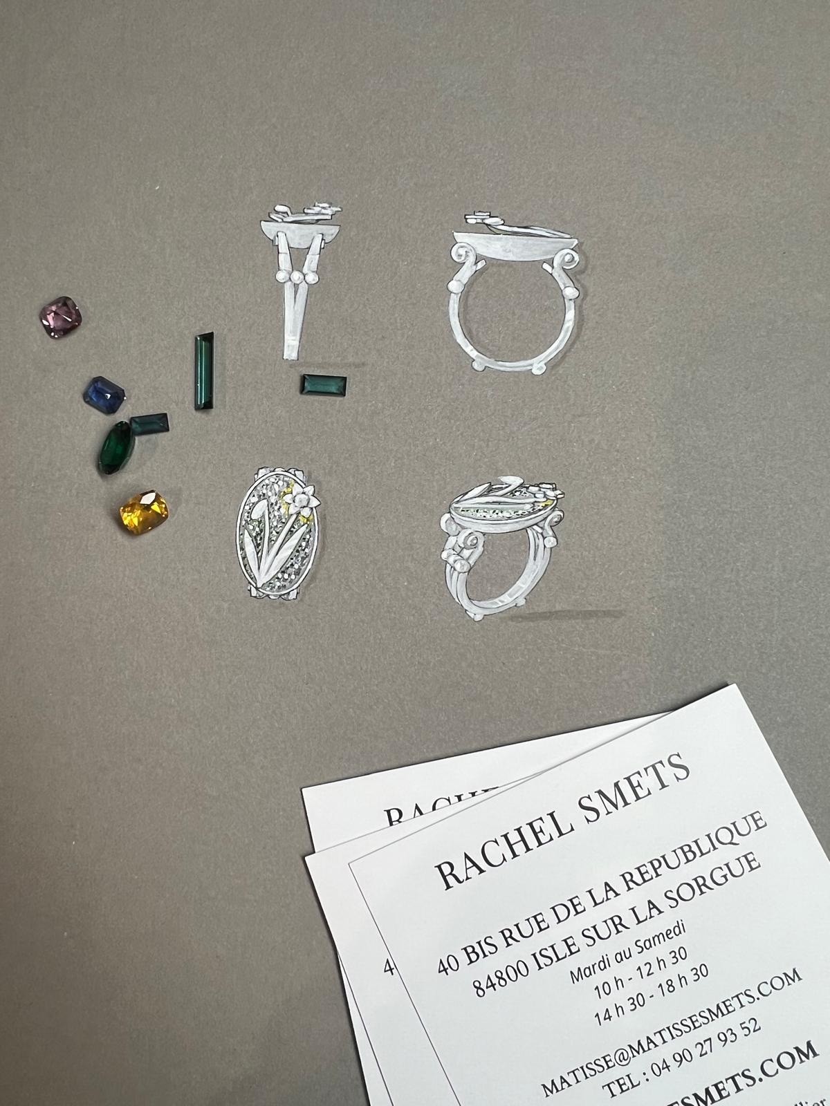 Dessin et pierres pour de futures bagues