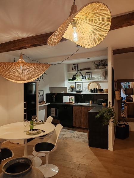 salon cuisine décoré style coocooning