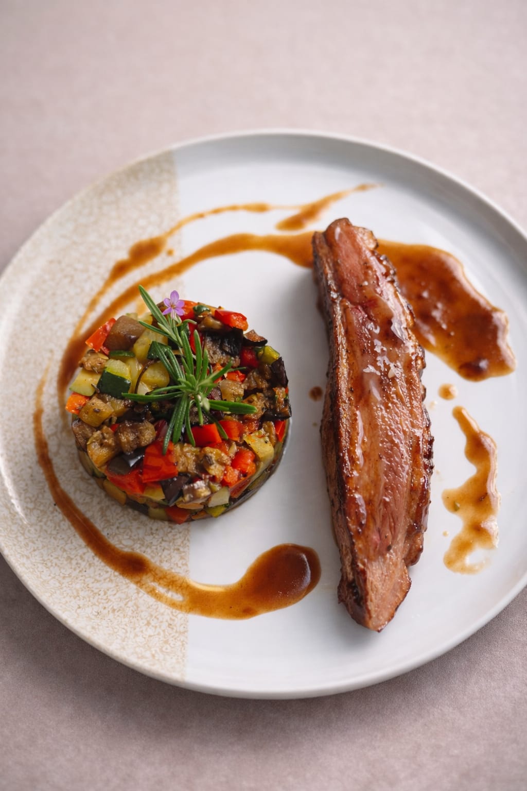 Ratatouille et viande justeuse