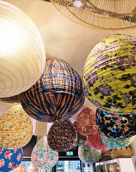 luminaires pliables suspendus au plafond tissus à motifs